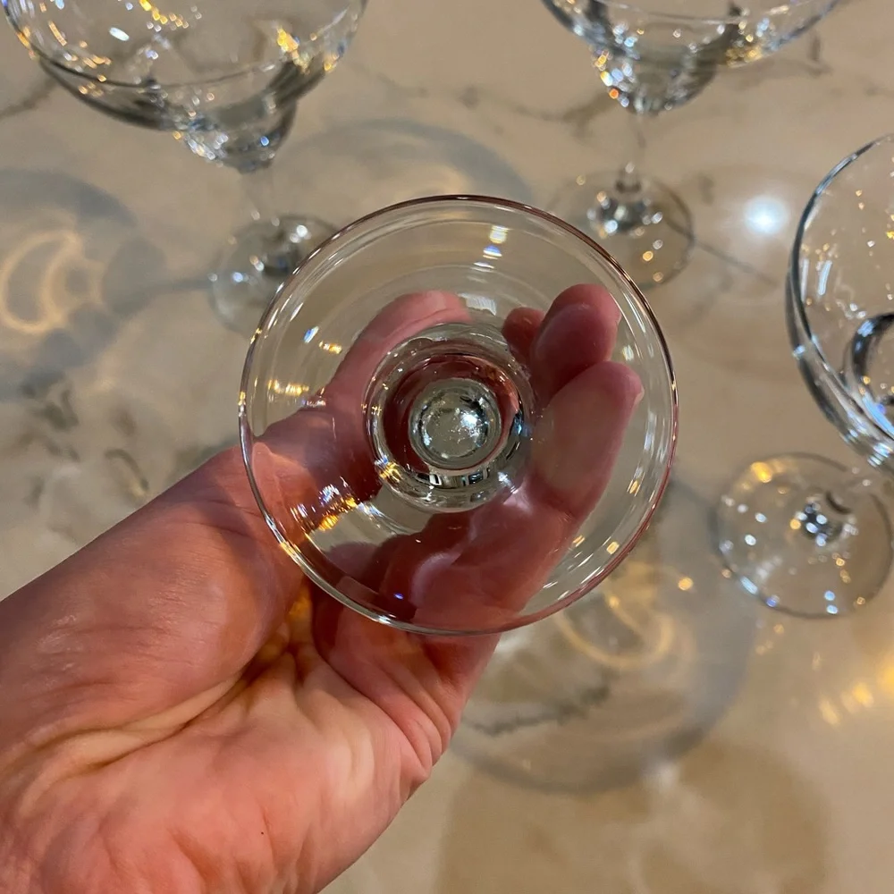 Set of 4 Clear Glass Margarita Cocktail Style Stemmed Glasses